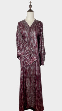 Geo Bold Stripes Kaftan, Maroon