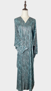Geo Bold Stripes Kaftan, Tiffany Blue
