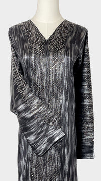 Geo Bold Stripes Kaftan, Black