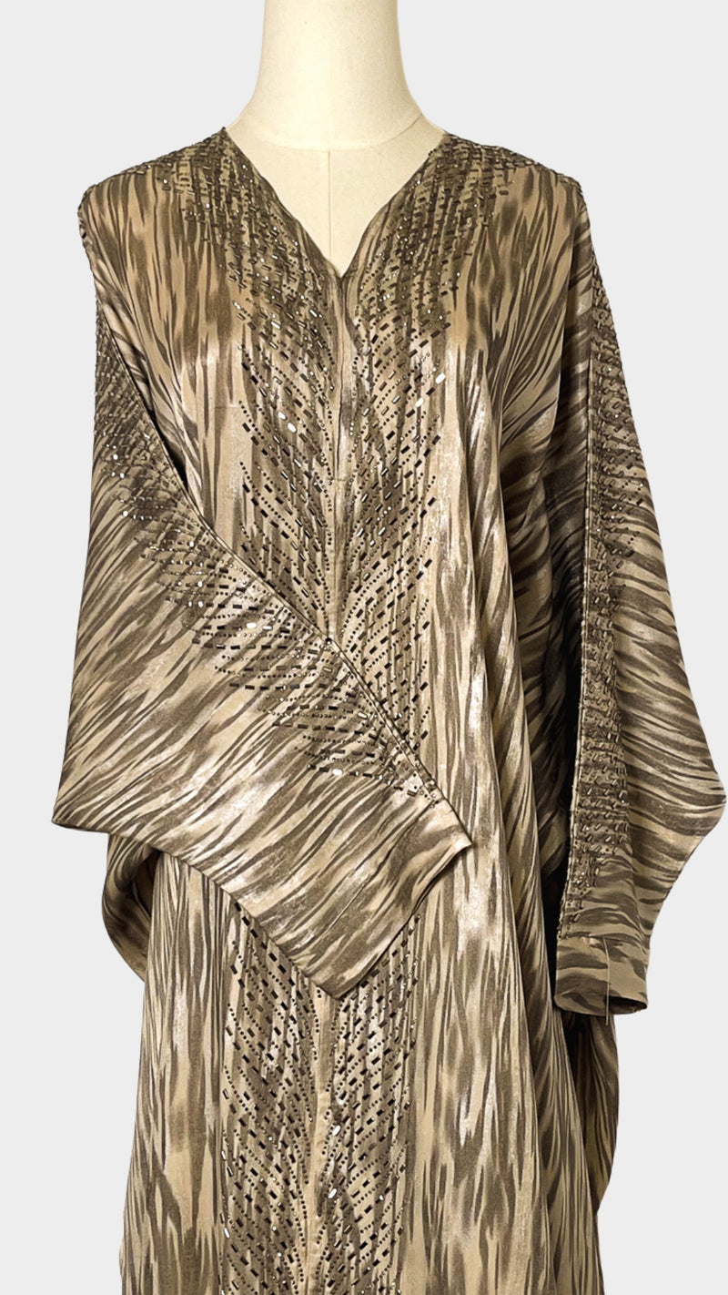 Geo Bold Stripes Kaftan, Gold