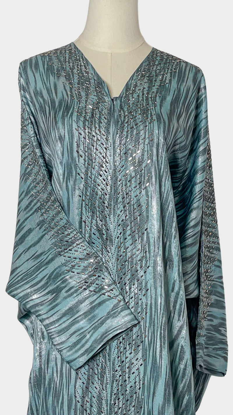 Geo Bold Stripes Kaftan, Tiffany Blue