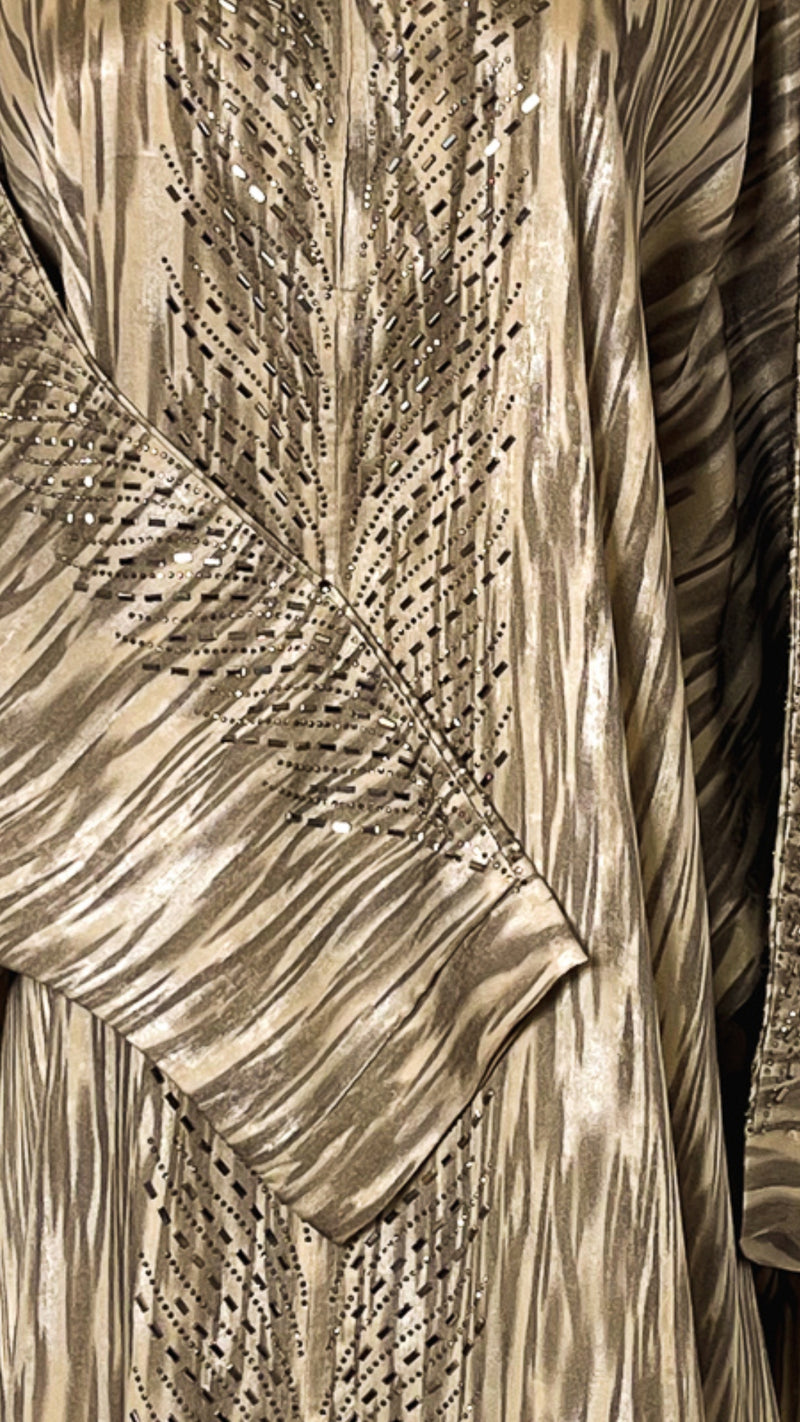 Geo Bold Stripes Kaftan, Gold