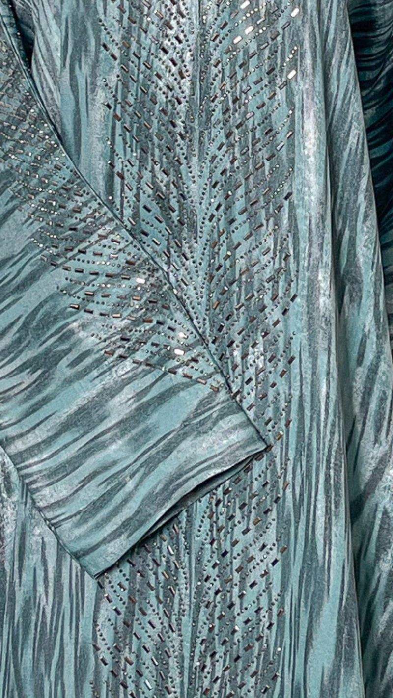 Geo Bold Stripes Kaftan, Tiffany Blue