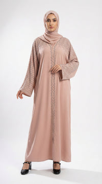 Glitter V-Neck Kaftan, Nude Pink