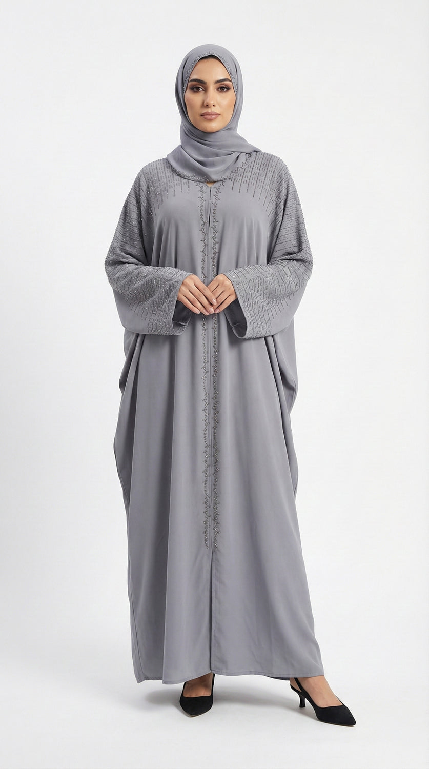 Glitter V-Neck Kaftan, Grey