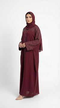 Glitter V-Neck Kaftan, Maroon