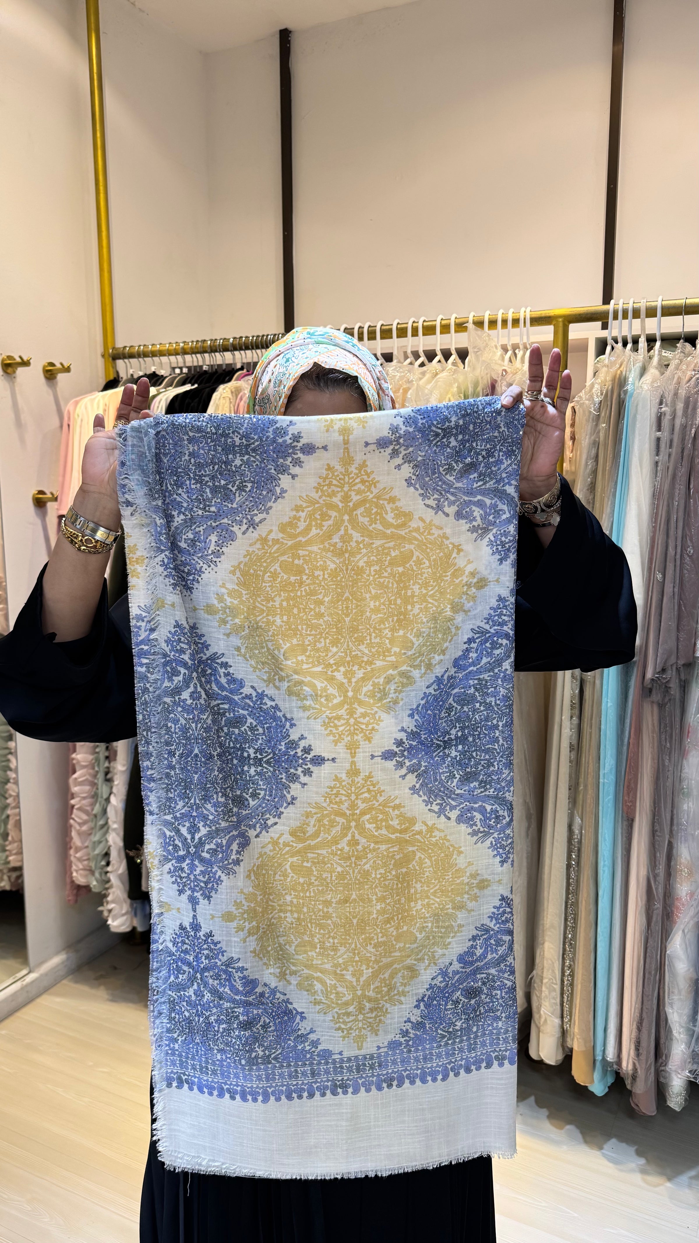 Paris Shawl - Yellow Blue