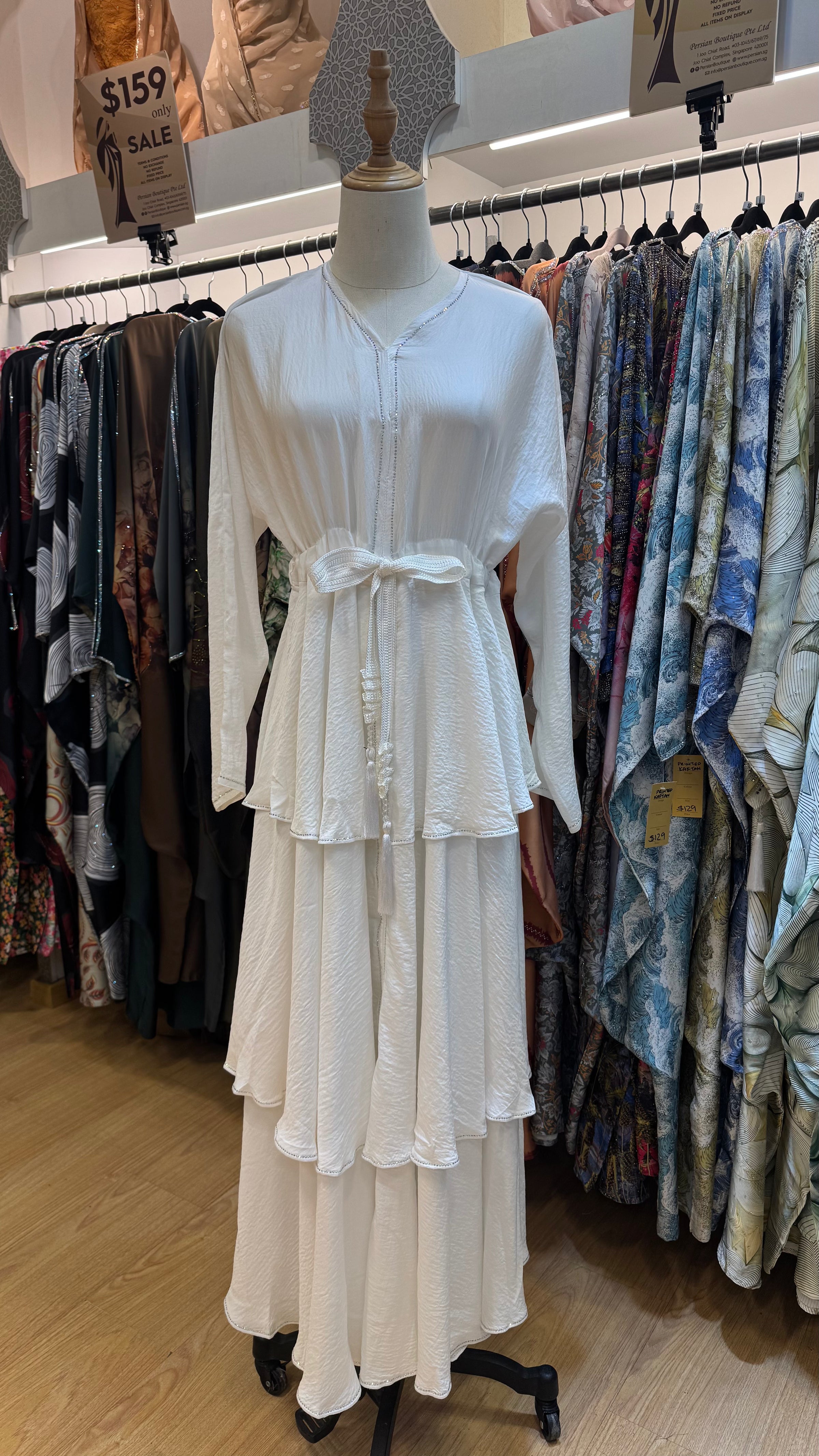 June Tier Abaya - White