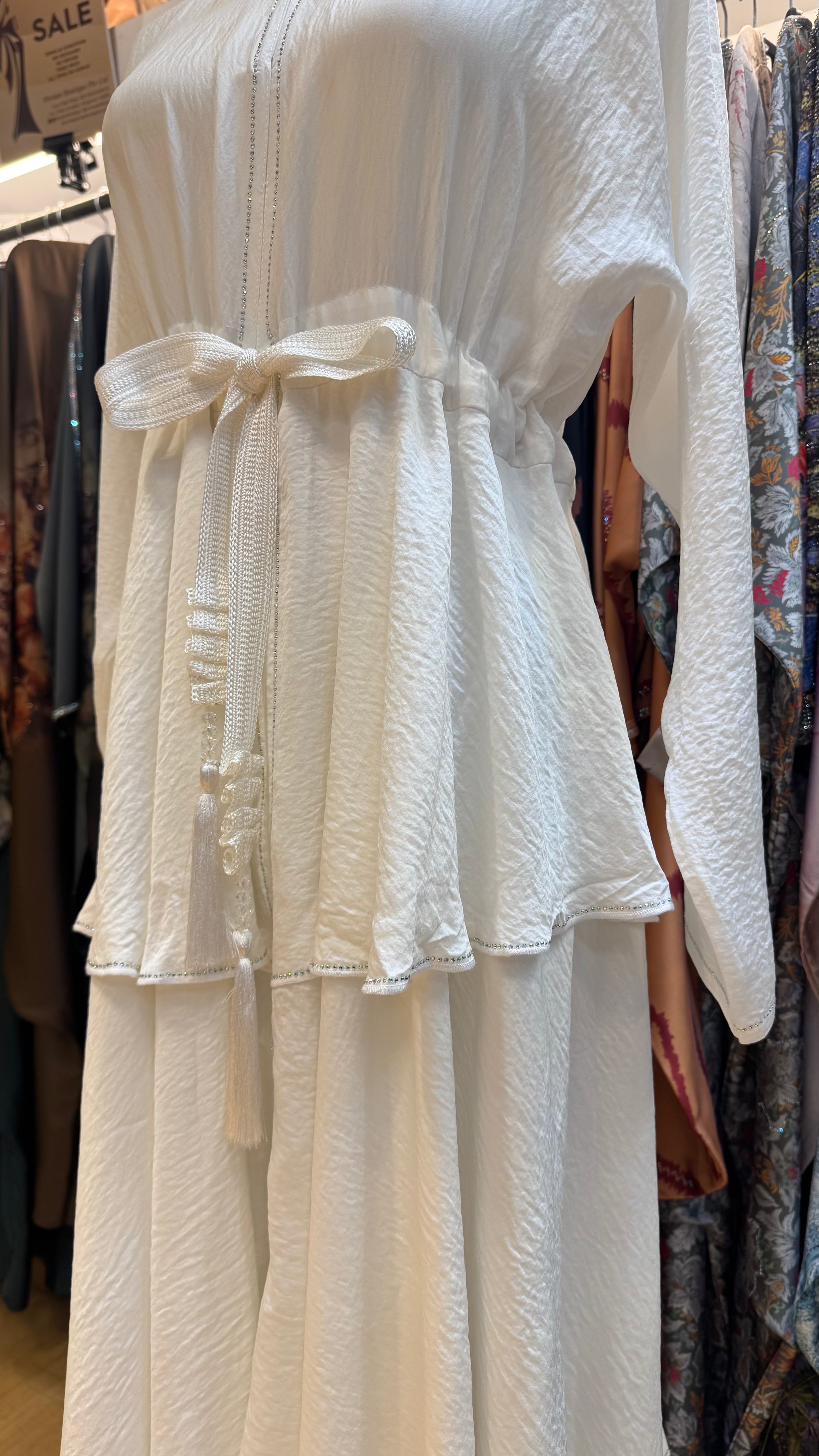 June Tier Abaya - White