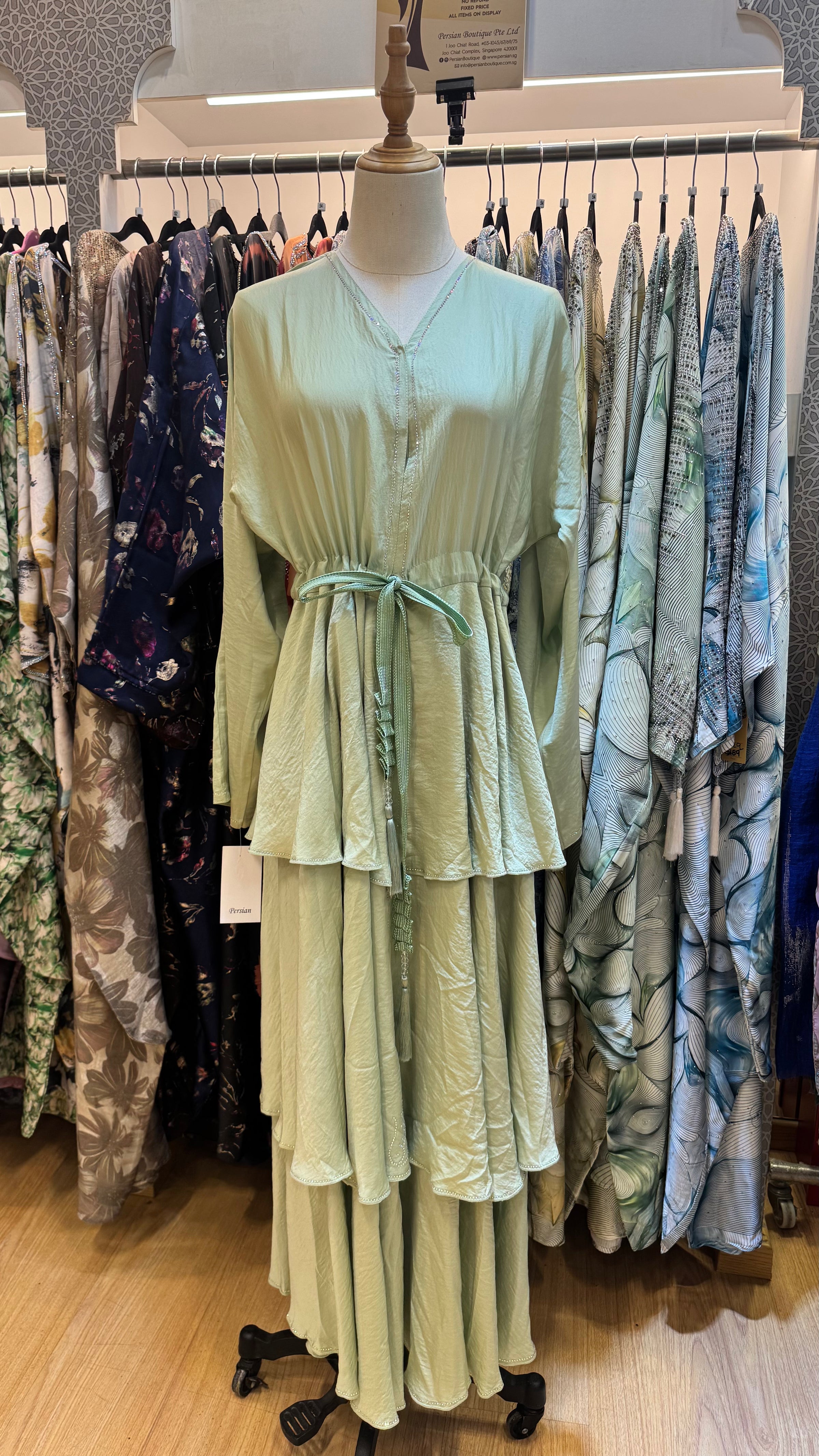 June Tier Abaya - Mint