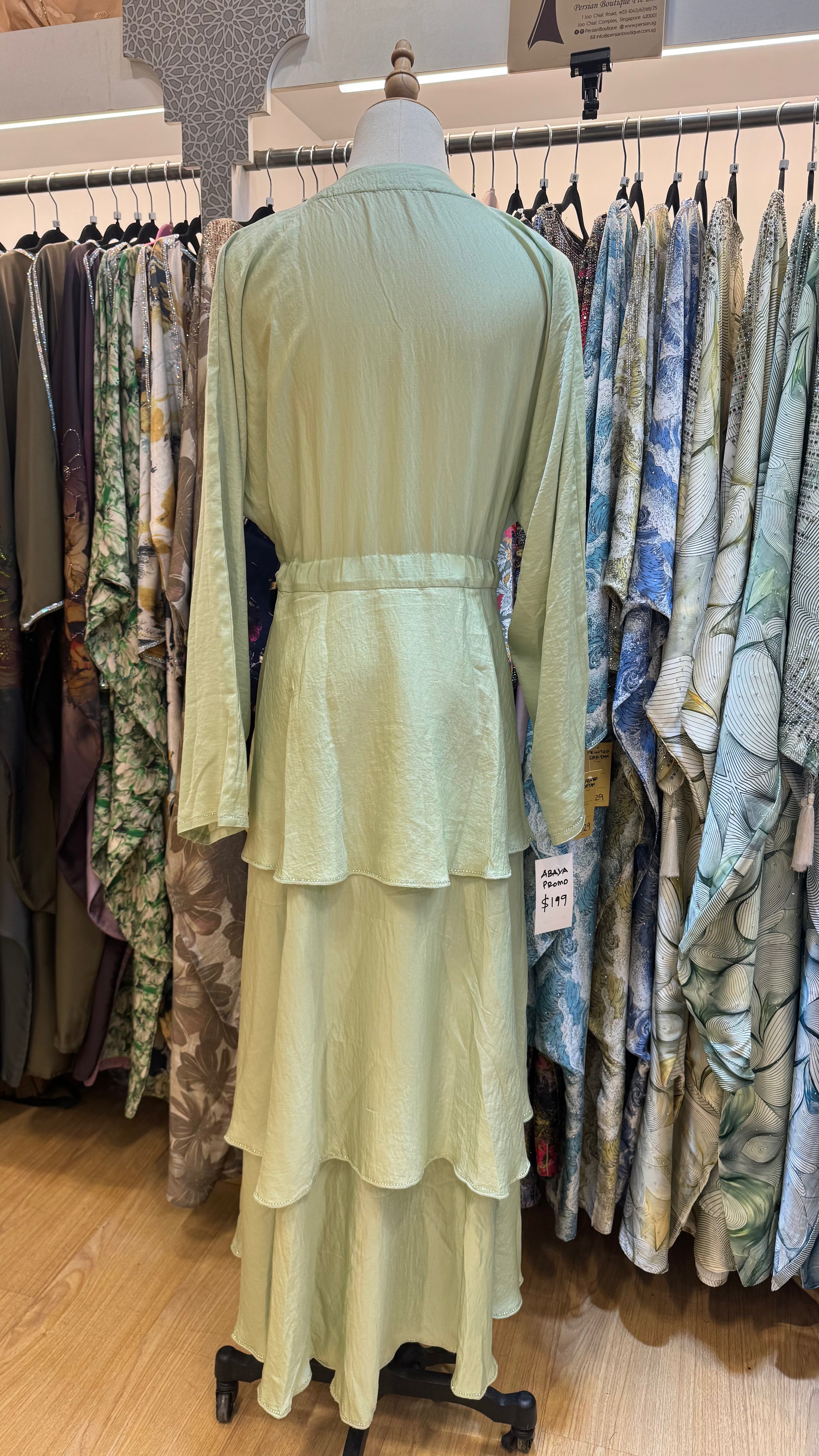 June Tier Abaya - Mint