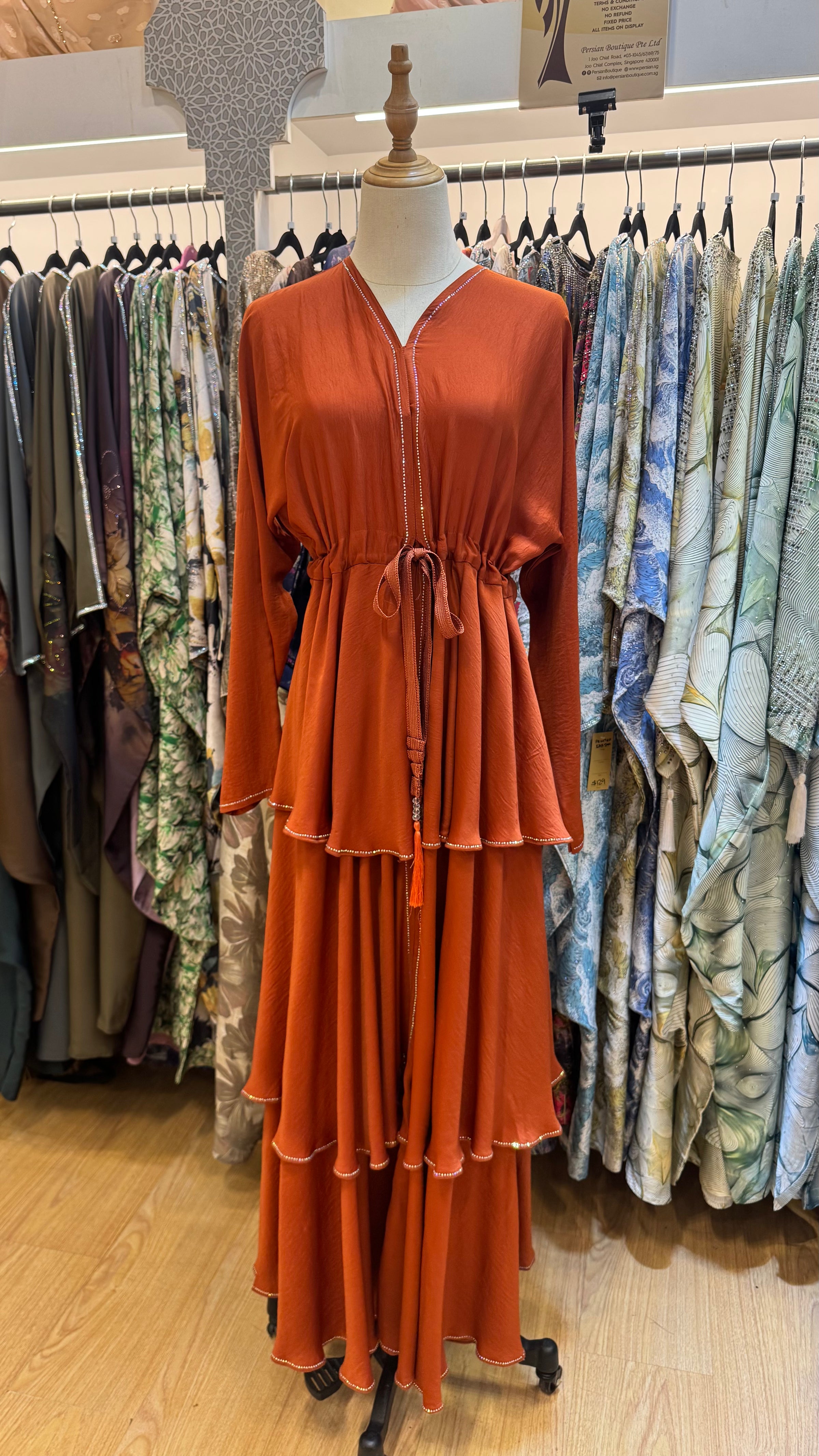 June Tier Abaya - Burnt Orange