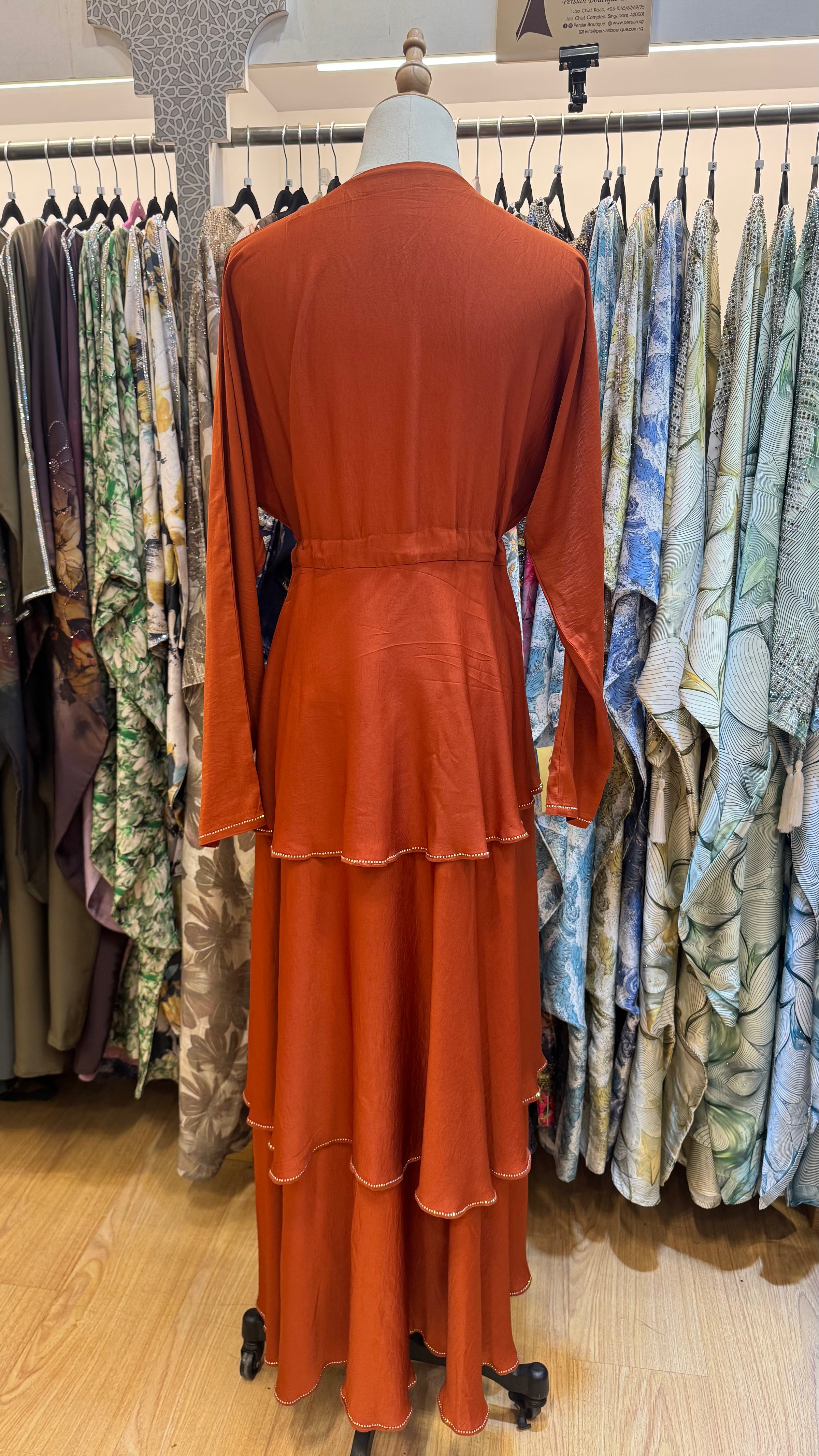 June Tier Abaya - Burnt Orange