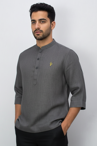 Linen Kurta, Light Grey