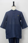 Linen Kurta, Navy Blue