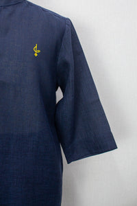 Linen Kurta, Navy Blue