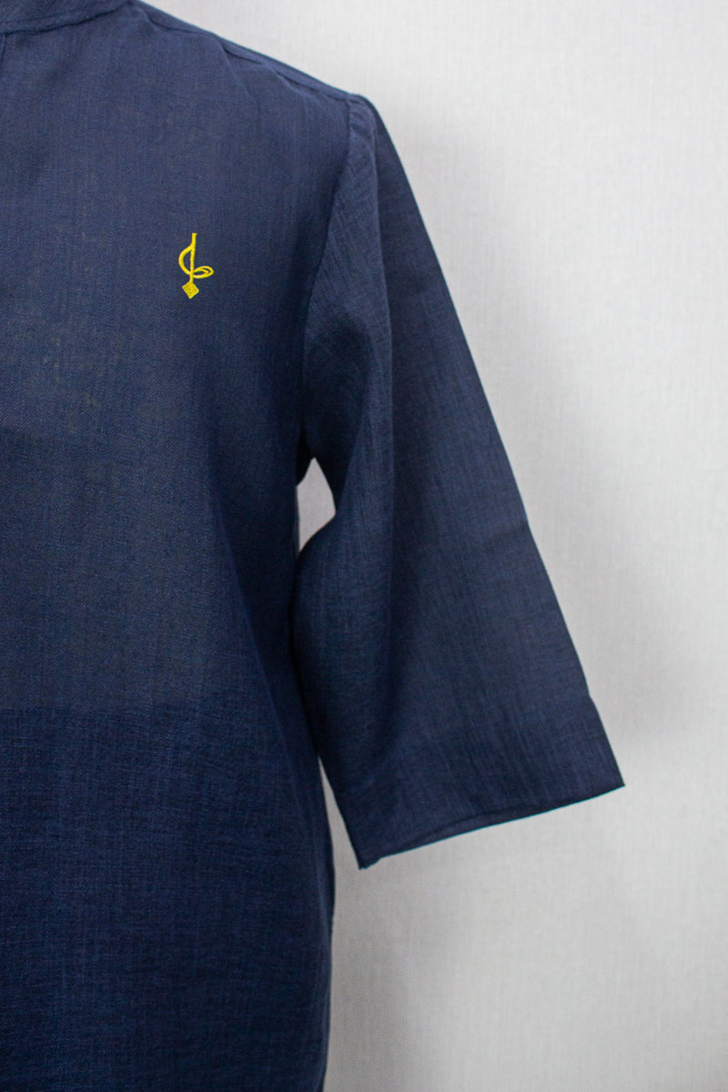 Linen Kurta, Navy Blue