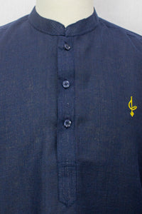 Linen Kurta, Navy Blue