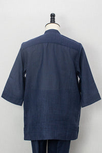 Linen Kurta, Navy Blue