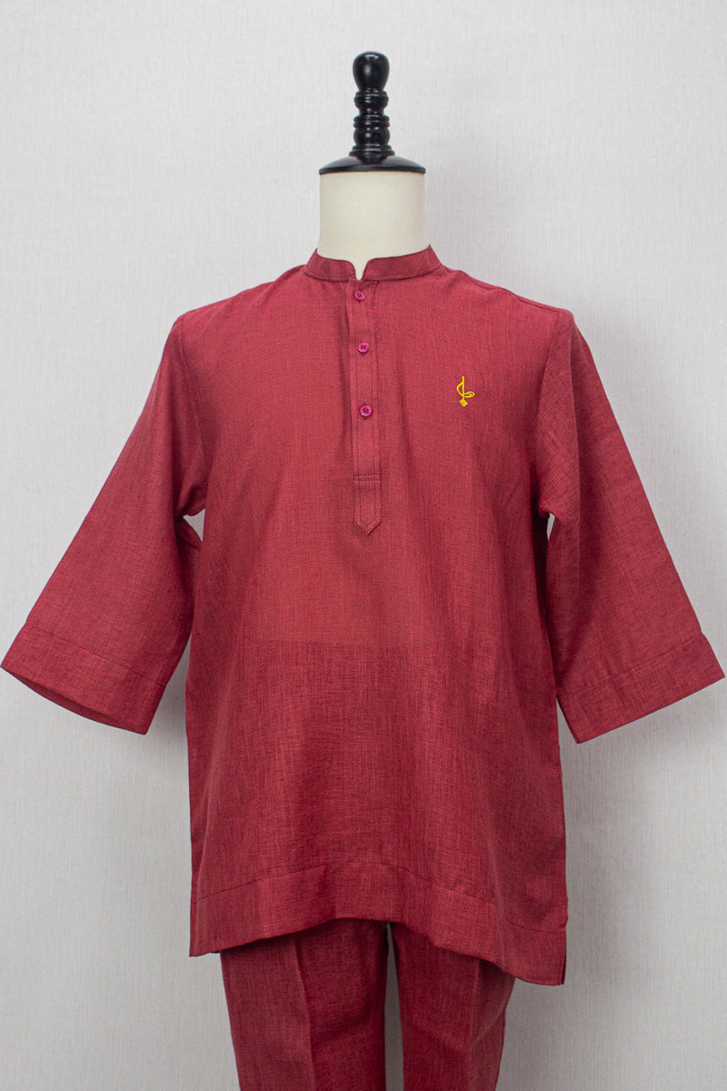 Linen Kurta, Red