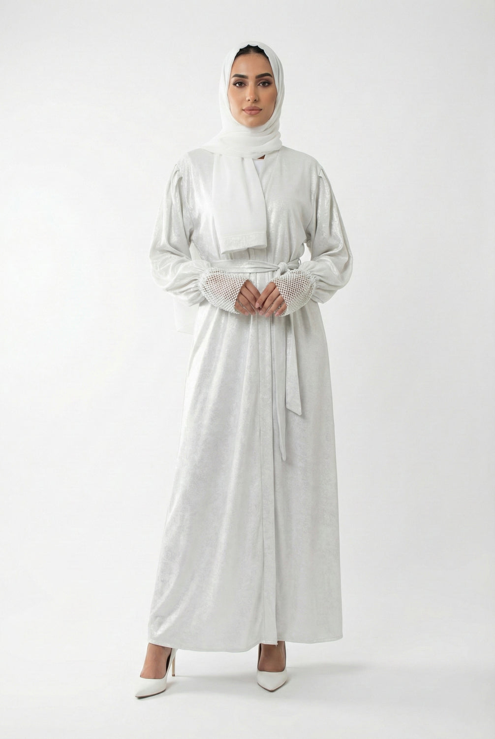 Mehra Abaya - Silver White