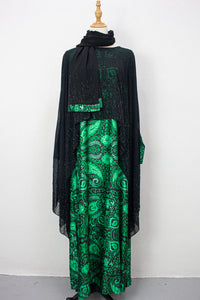 Queen Azizah Printed Abaya, Black