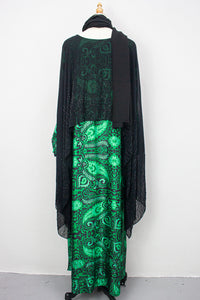 Queen Azizah Printed Abaya, Black