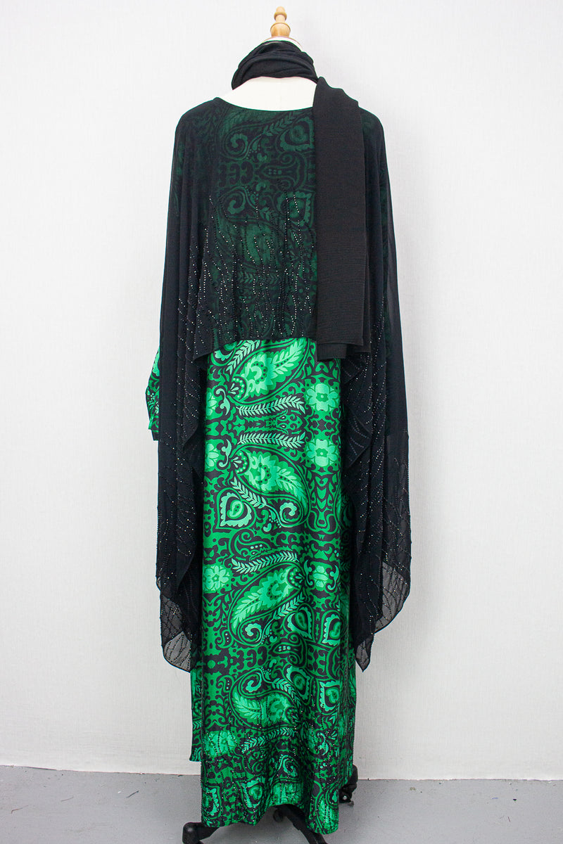 Queen Azizah Printed Abaya, Black