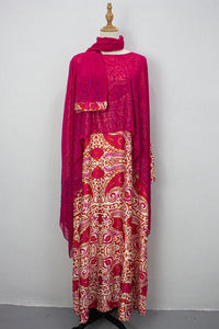 Queen Azizah Printed Abaya, Hot Pink