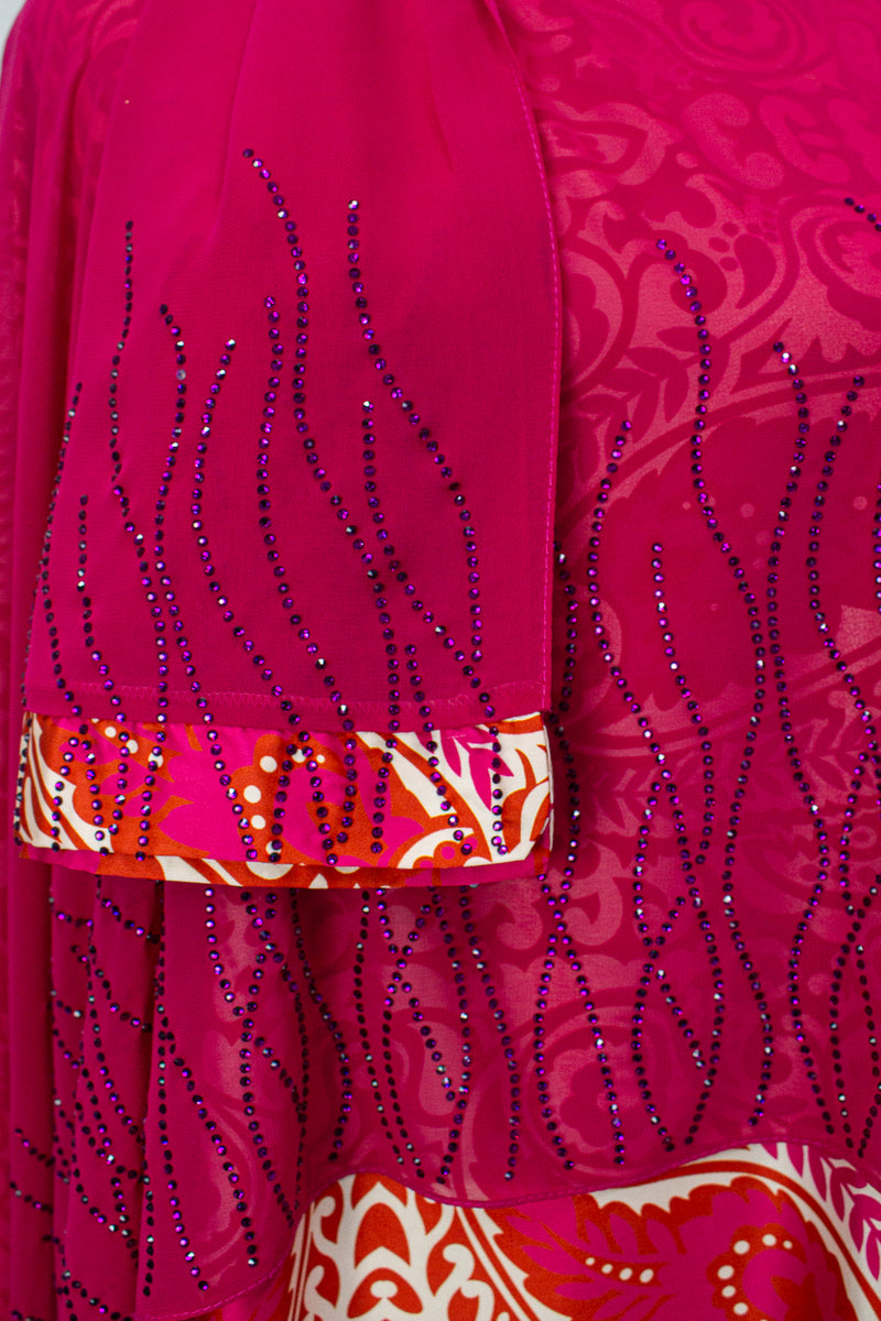 Queen Azizah Printed Abaya, Hot Pink