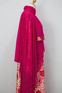 Queen Azizah Printed Abaya, Hot Pink