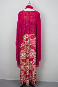 Queen Azizah Printed Abaya, Hot Pink