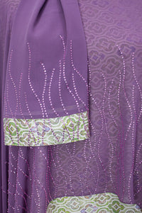Queen Azizah Printed Abaya, Purple