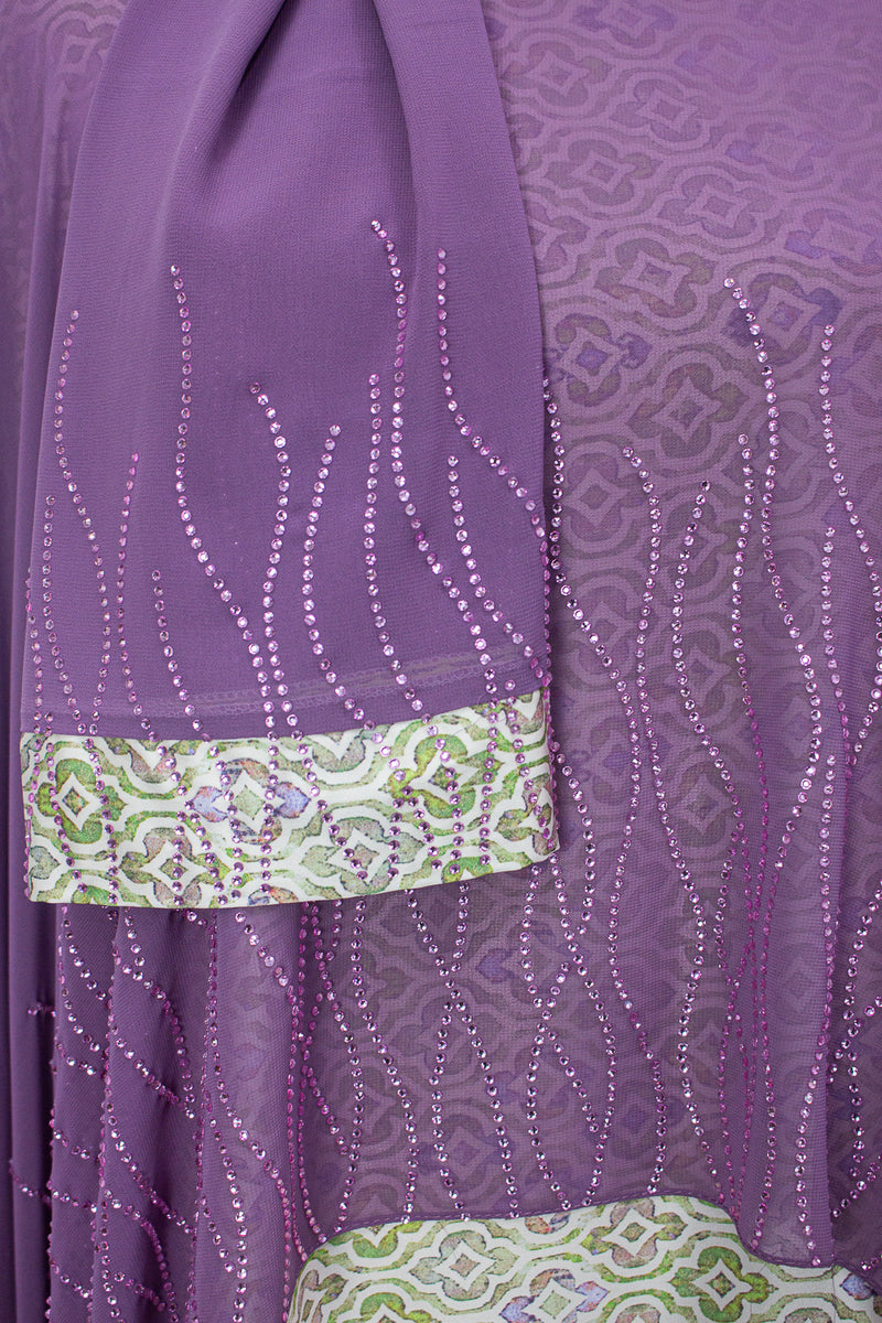 Queen Azizah Printed Abaya, Purple