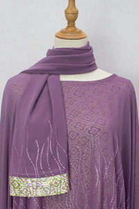 Queen Azizah Printed Abaya, Purple