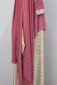 Queen Azizah Printed Abaya, Rose Pink