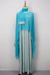 Queen Azizah Printed Abaya, Tiffany Blue