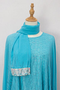 Queen Azizah Printed Abaya, Tiffany Blue