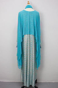 Queen Azizah Printed Abaya, Tiffany Blue