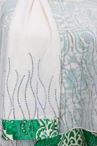 Queen Azizah Printed Abaya, White