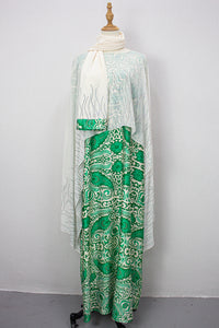 Queen Azizah Printed Abaya, White
