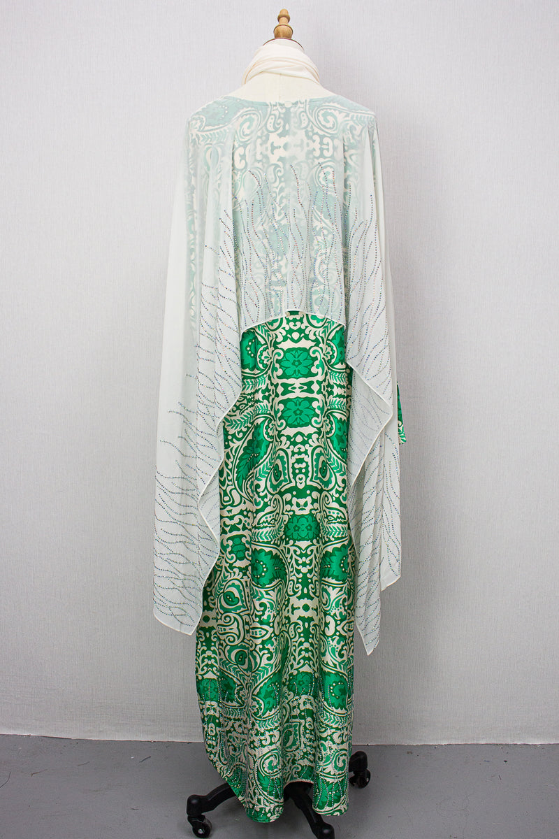Queen Azizah Printed Abaya, White