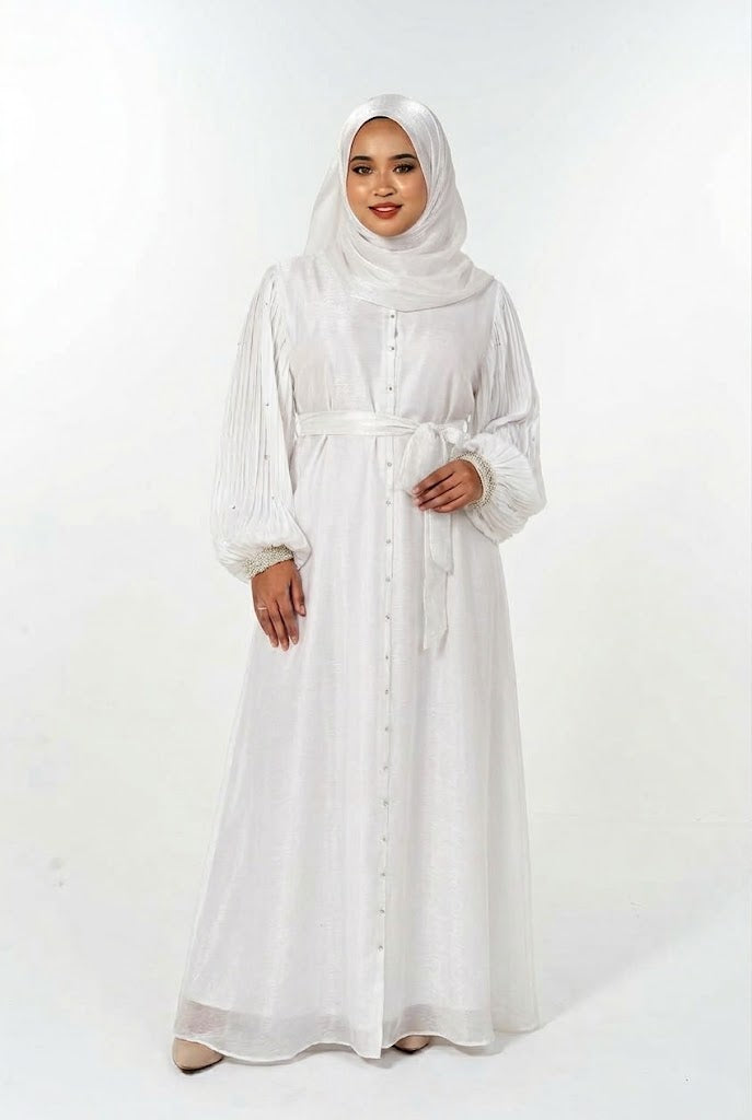Bangle Dress Abaya - White