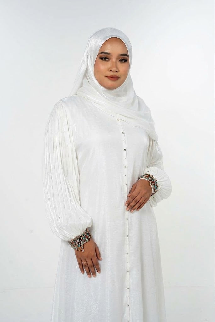 Bangle Dress Abaya - White