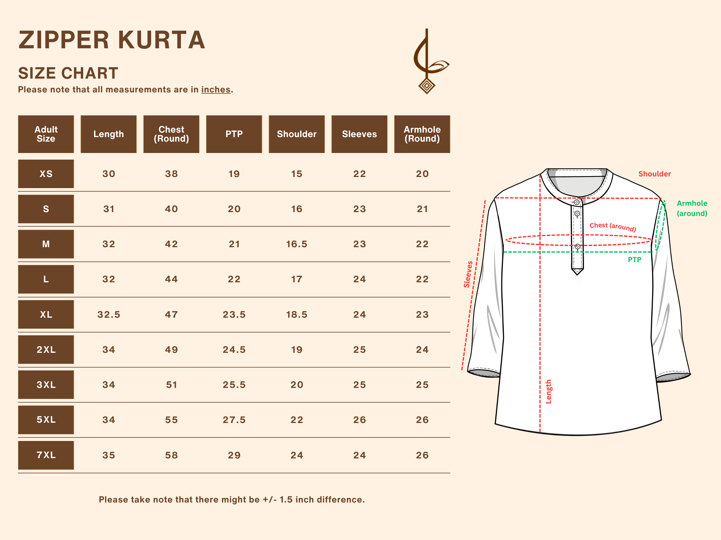 Zipper Kurta - Blue
