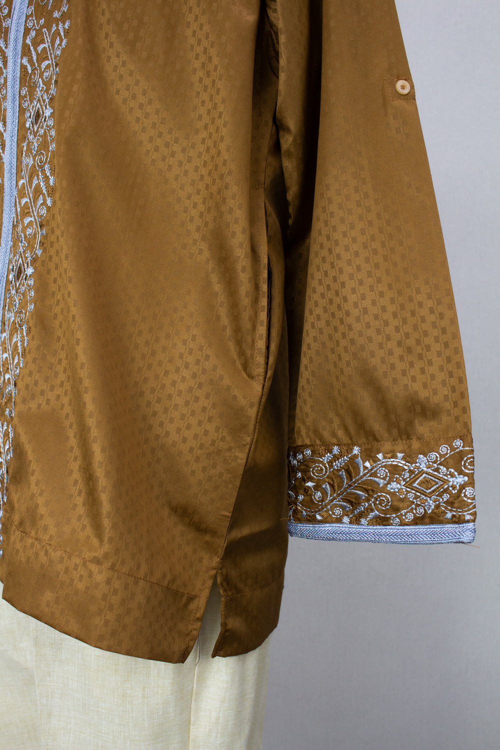Zipper Kurta - Gold Brown