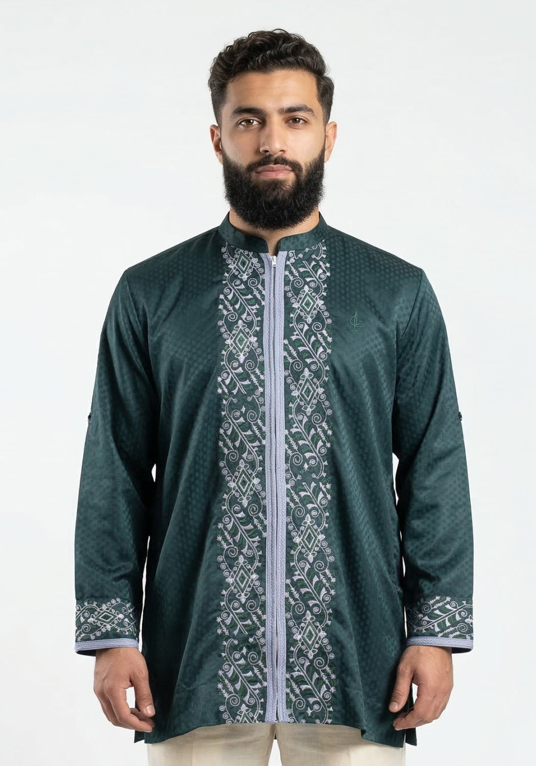 Zipper Kurta - Emerald