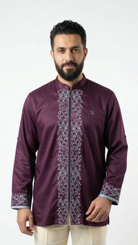 Zipper Kurta - Purple