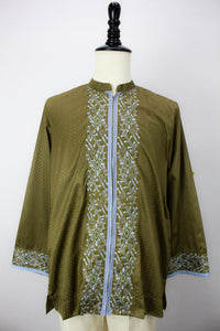Zipper Kurta - Olive