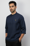 Linen Kurta, Navy Blue